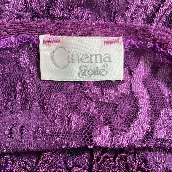 Vintage Cinema Etoile Purple Lace Nightie Nightgown Slip Chemise Large - Picture 6 of 10